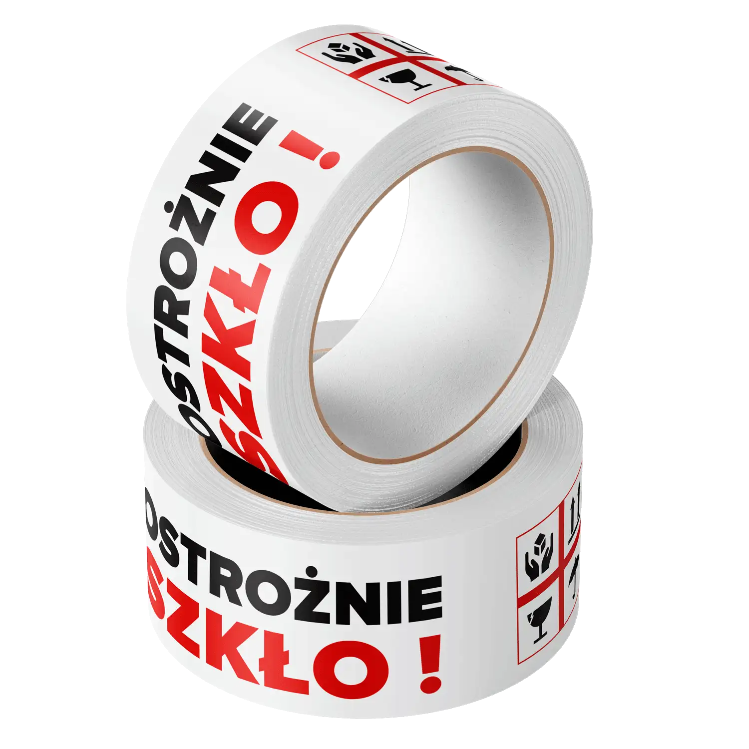 TAŚMA PAKOWA Z NADRUKIEM OSTROŻNIE SZKŁO! BIAŁA