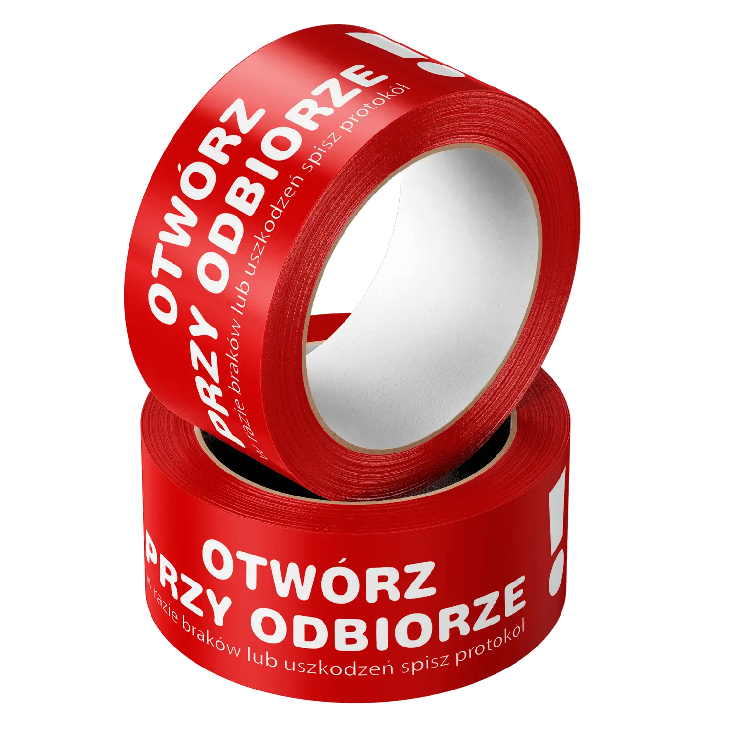TAŚMA PAKOWA Z NADRUKIEM OTWÓRZ PRZY ODBIORZE CZERWONA 
