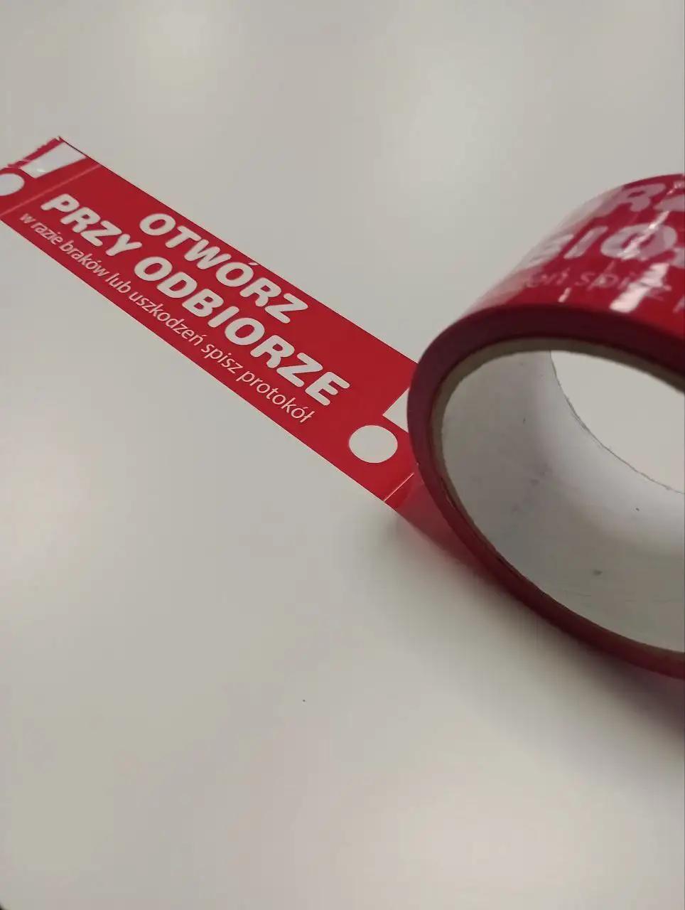 TAŚMA PAKOWA Z NADRUKIEM OSTROŻNIE SZKŁO NIE RZUCAĆ RED